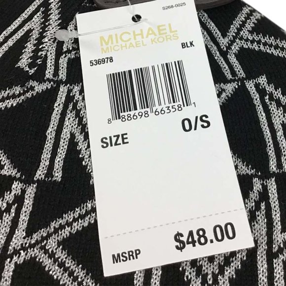 MICHAEL KORS MK Classic Logo Black and Metallic Beanie Hat main image 6